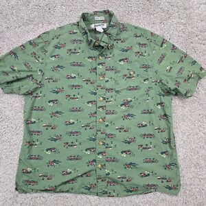 Duluth Trading Mens Camper Print Cotton Button Shirt Size Large Relaxed Outdoors